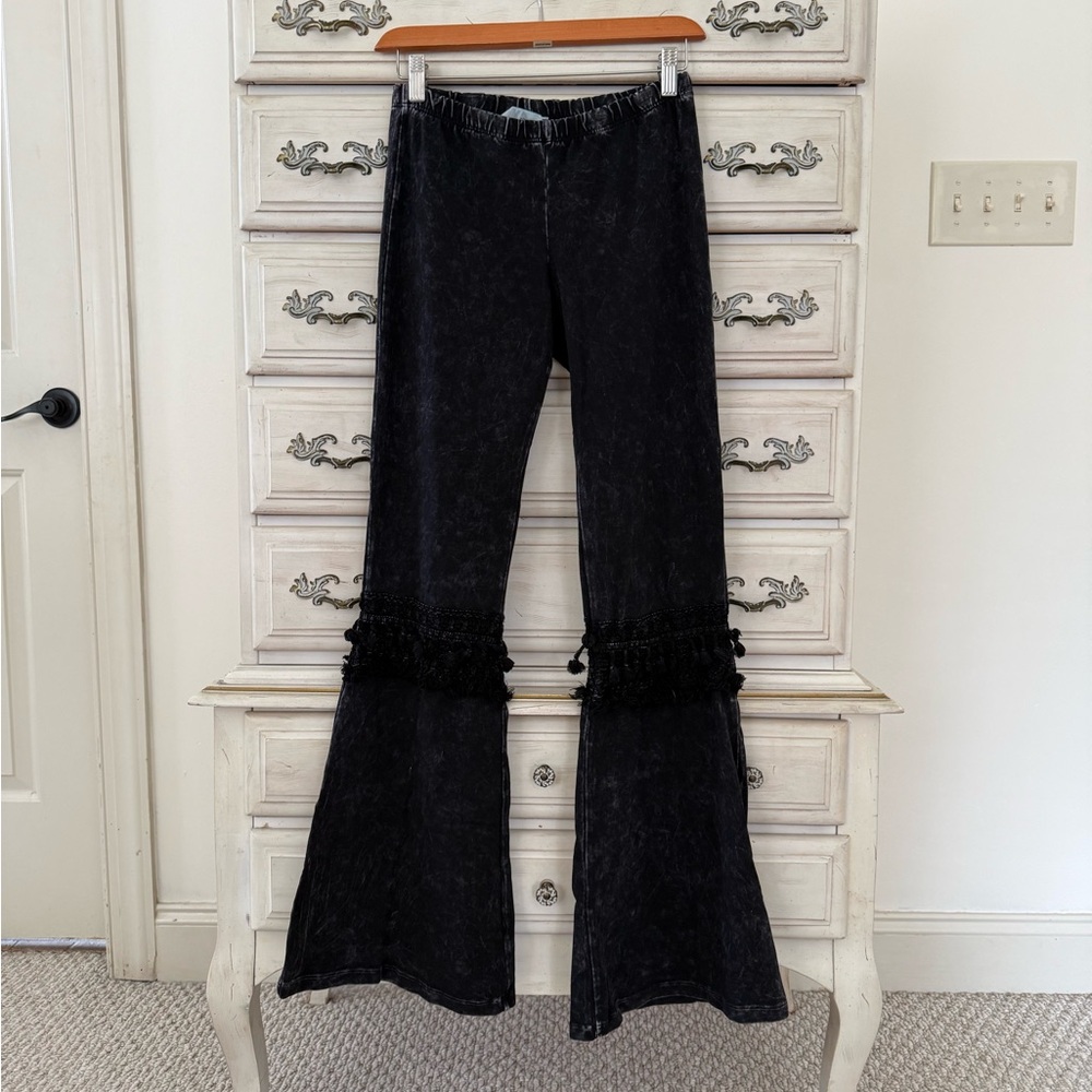Vici Black Mineral Wash Flare Leg Pants - Picture 2 of 5